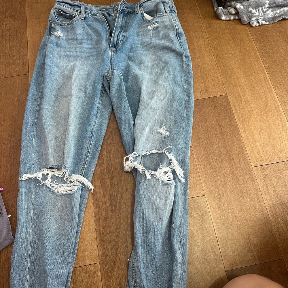 American Eagle Outfitters Blue Boyfriend Jeans Distressed Style